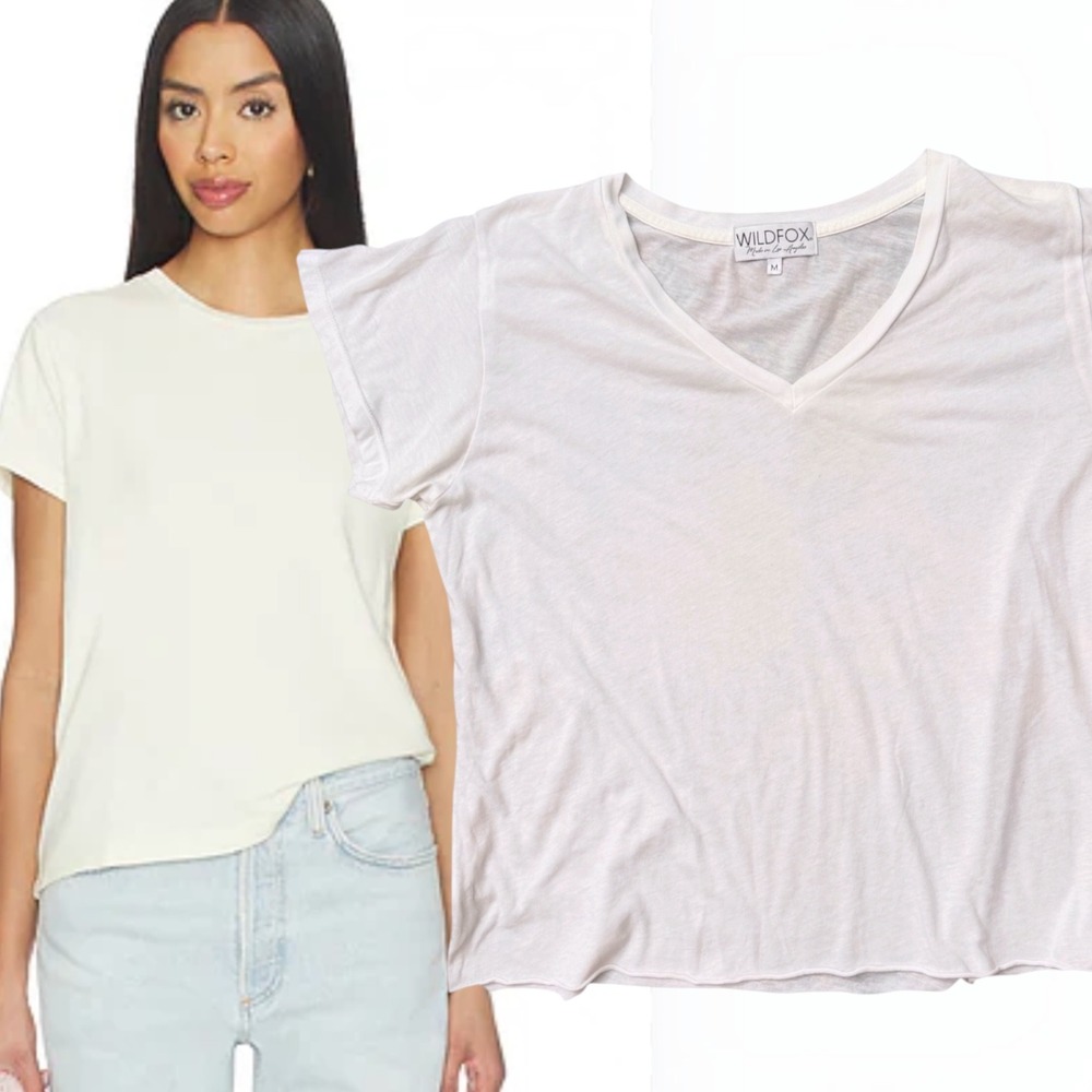 Wildfox V-Neck Tee Essential Short Sleeve White Medium